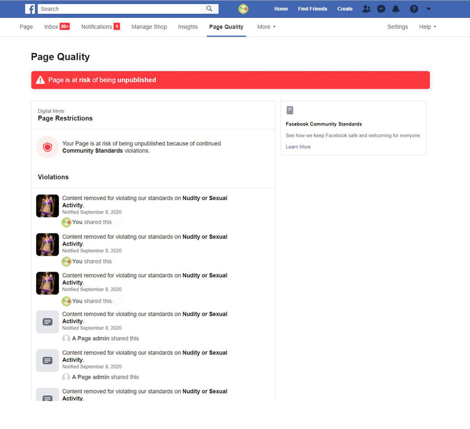 Getting hit one after another with Facebook Violations. It just wouldn't stop coming.